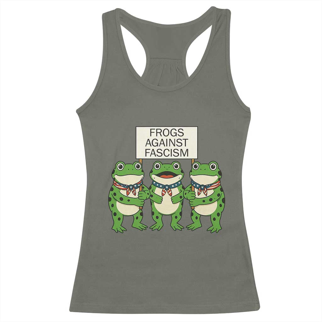 Frogs Against Fascism Racerback Tank Top Funny Portland Meme Humor Gift TS12 Military Green Print Your Wear