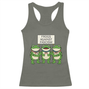 Frogs Against Fascism Racerback Tank Top Funny Portland Meme Humor Gift TS12 Military Green Print Your Wear