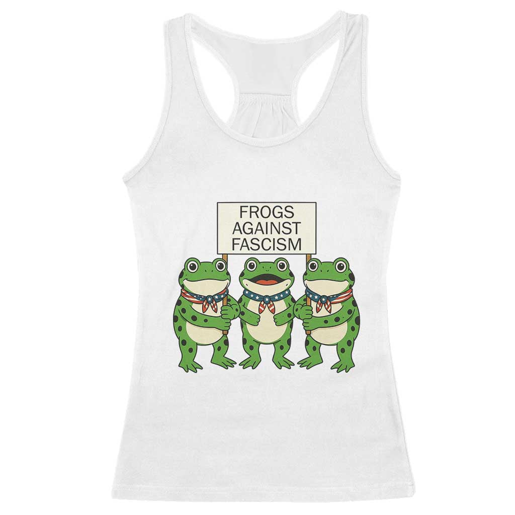 Frogs Against Fascism Racerback Tank Top Funny Portland Meme Humor Gift TS12 White Print Your Wear