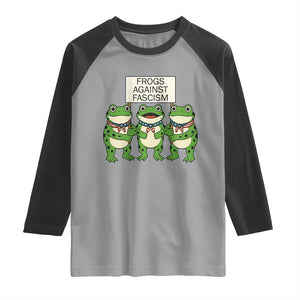 Frogs Against Fascism Raglan Shirt Funny Portland Meme Humor Gift TS12 Sport Gray Black Print Your Wear