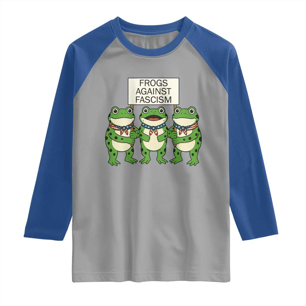 Frogs Against Fascism Raglan Shirt Funny Portland Meme Humor Gift TS12 Sport Gray Royal Print Your Wear