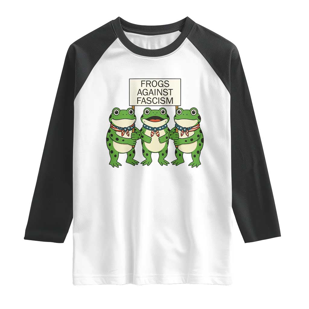 Frogs Against Fascism Raglan Shirt Funny Portland Meme Humor Gift TS12 White Black Print Your Wear