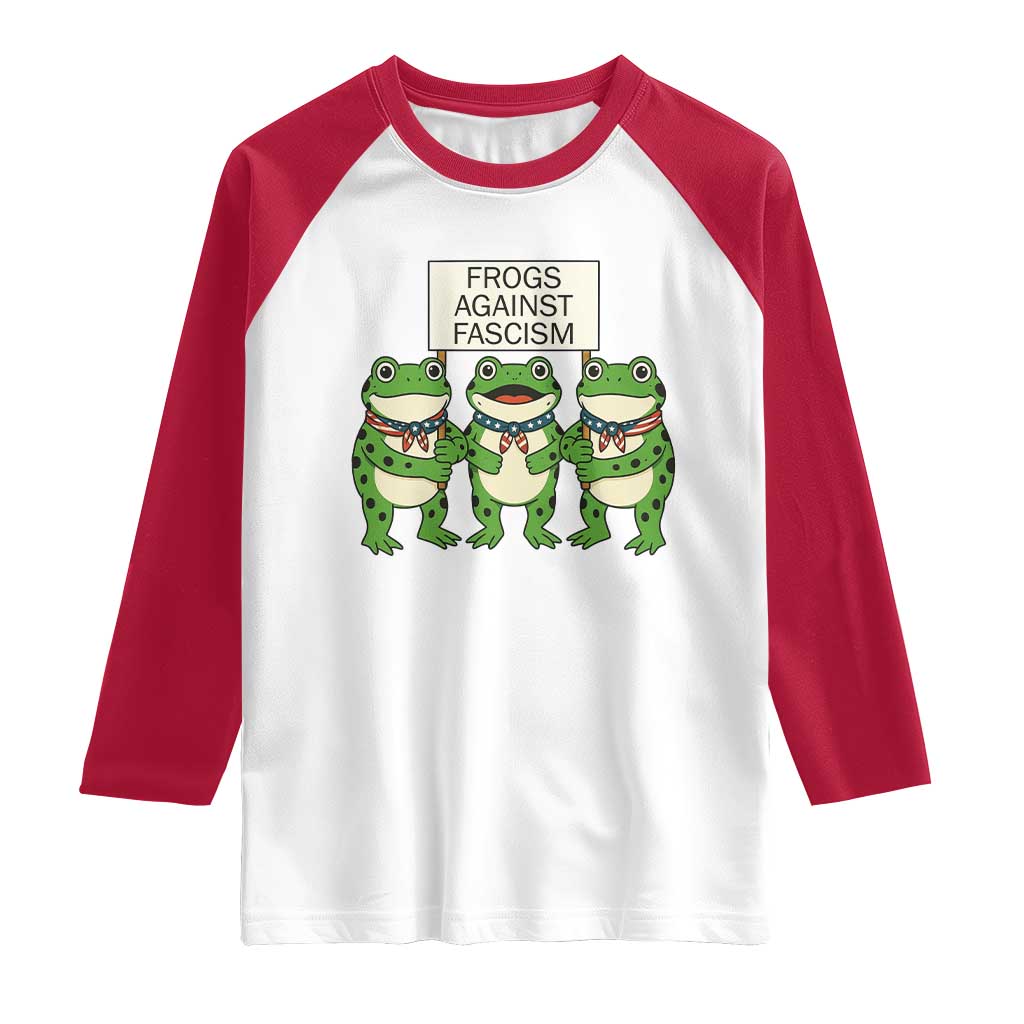 Frogs Against Fascism Raglan Shirt Funny Portland Meme Humor Gift TS12 White Red Print Your Wear