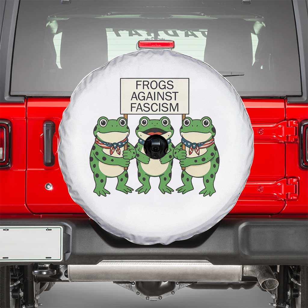 Frogs Against Fascism Spare Tire Cover Funny Portland Meme Humor Gift TS12 White Print Your Wear