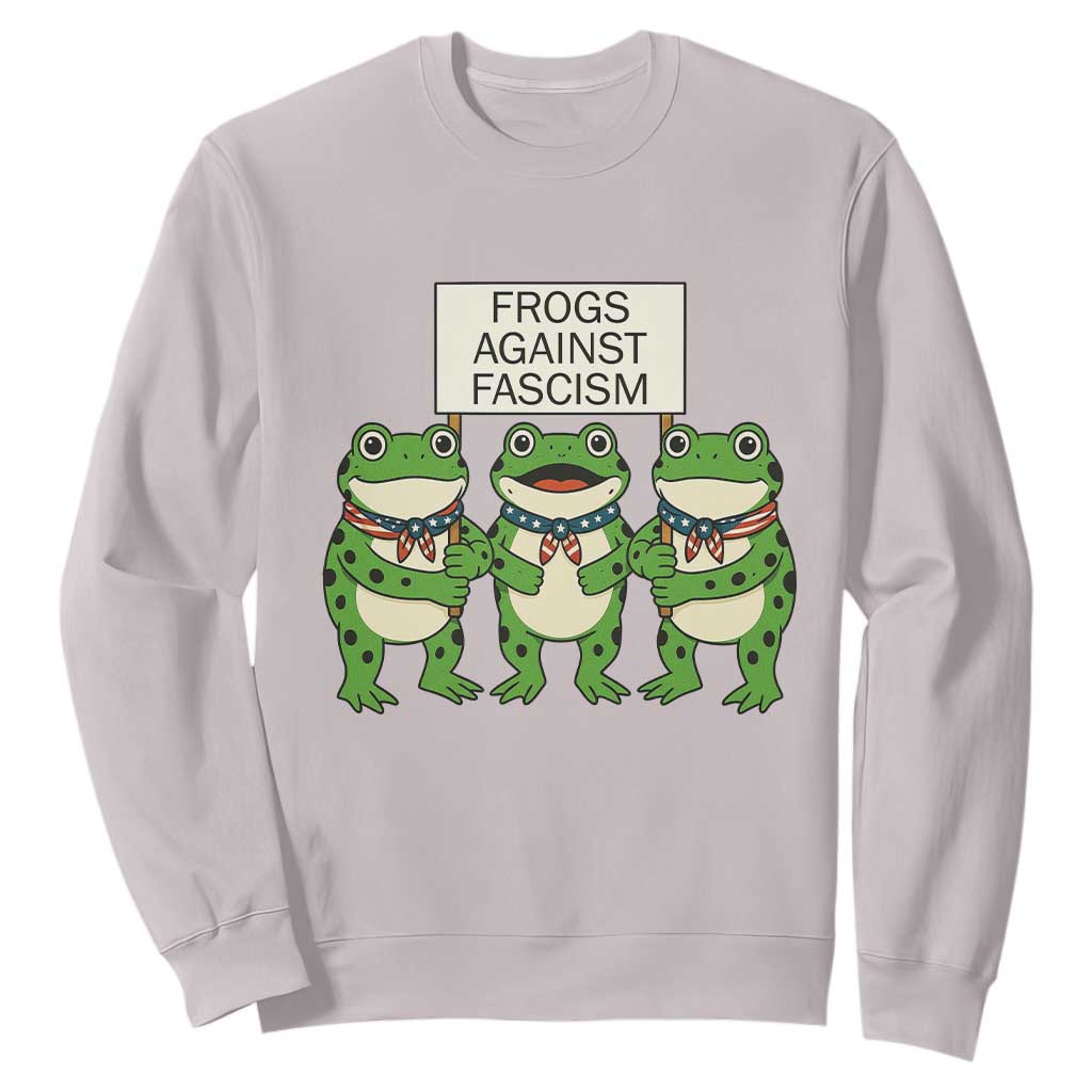 Frogs Against Fascism Sweatshirt Funny Portland Meme Humor Gift TS12 Ice Gray Print Your Wear