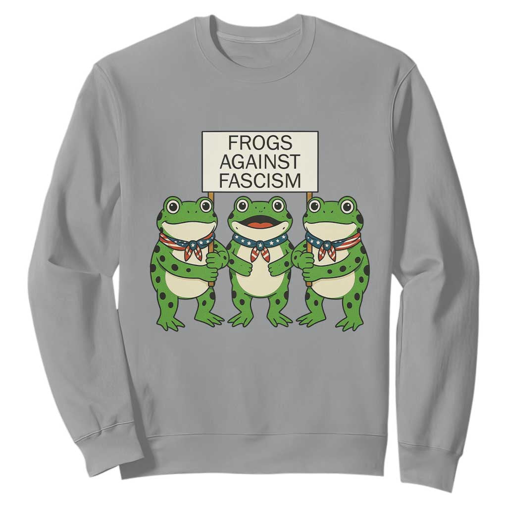 Frogs Against Fascism Sweatshirt Funny Portland Meme Humor Gift TS12 Sport Gray Print Your Wear