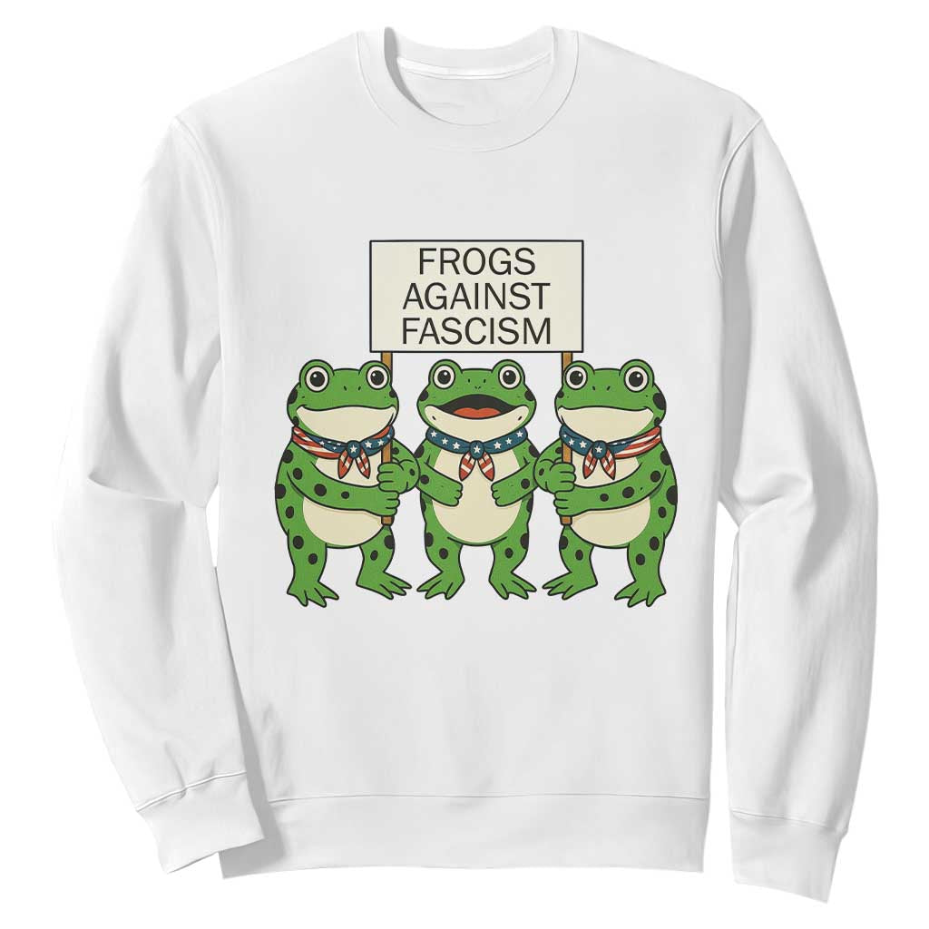 Frogs Against Fascism Sweatshirt Funny Portland Meme Humor Gift TS12 White Print Your Wear