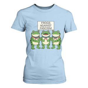 Frogs Against Fascism T Shirt For Women Funny Portland Meme Humor Gift TS12 Light Blue Print Your Wear