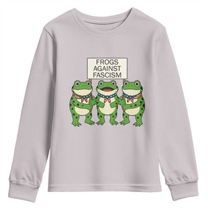Frogs Against Fascism Youth Sweatshirt Funny Portland Meme Humor Gift TS12 Ice Gray Print Your Wear