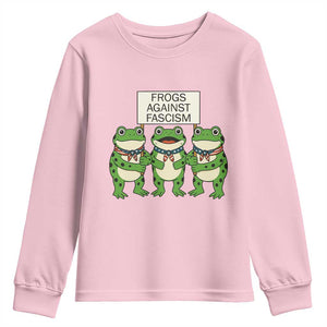 Frogs Against Fascism Youth Sweatshirt Funny Portland Meme Humor Gift TS12 Light Pink Print Your Wear