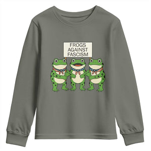 Frogs Against Fascism Youth Sweatshirt Funny Portland Meme Humor Gift TS12 Military Green Print Your Wear