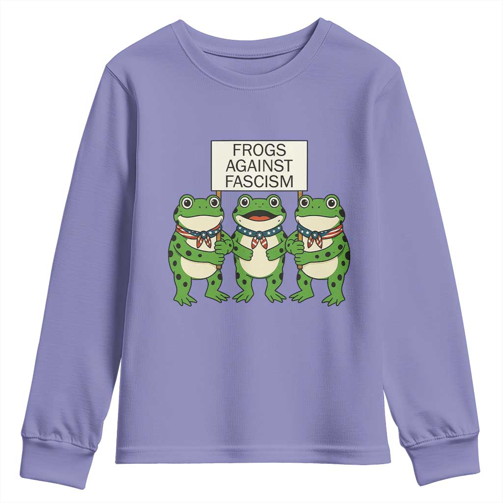 Frogs Against Fascism Youth Sweatshirt Funny Portland Meme Humor Gift TS12 Violet Print Your Wear