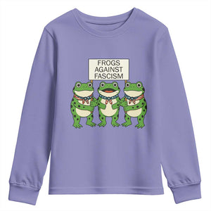 Frogs Against Fascism Youth Sweatshirt Funny Portland Meme Humor Gift TS12 Violet Print Your Wear
