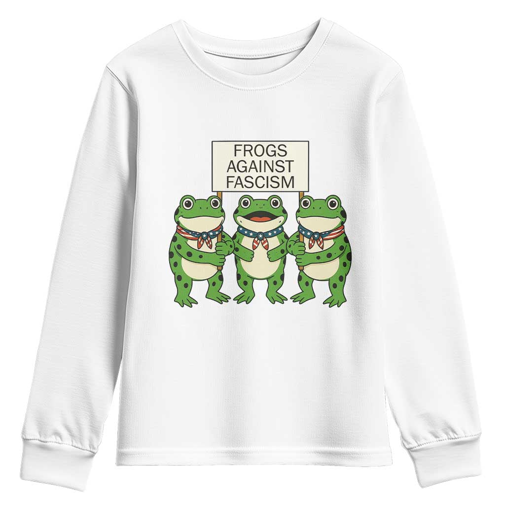 Frogs Against Fascism Youth Sweatshirt Funny Portland Meme Humor Gift TS12 White Print Your Wear