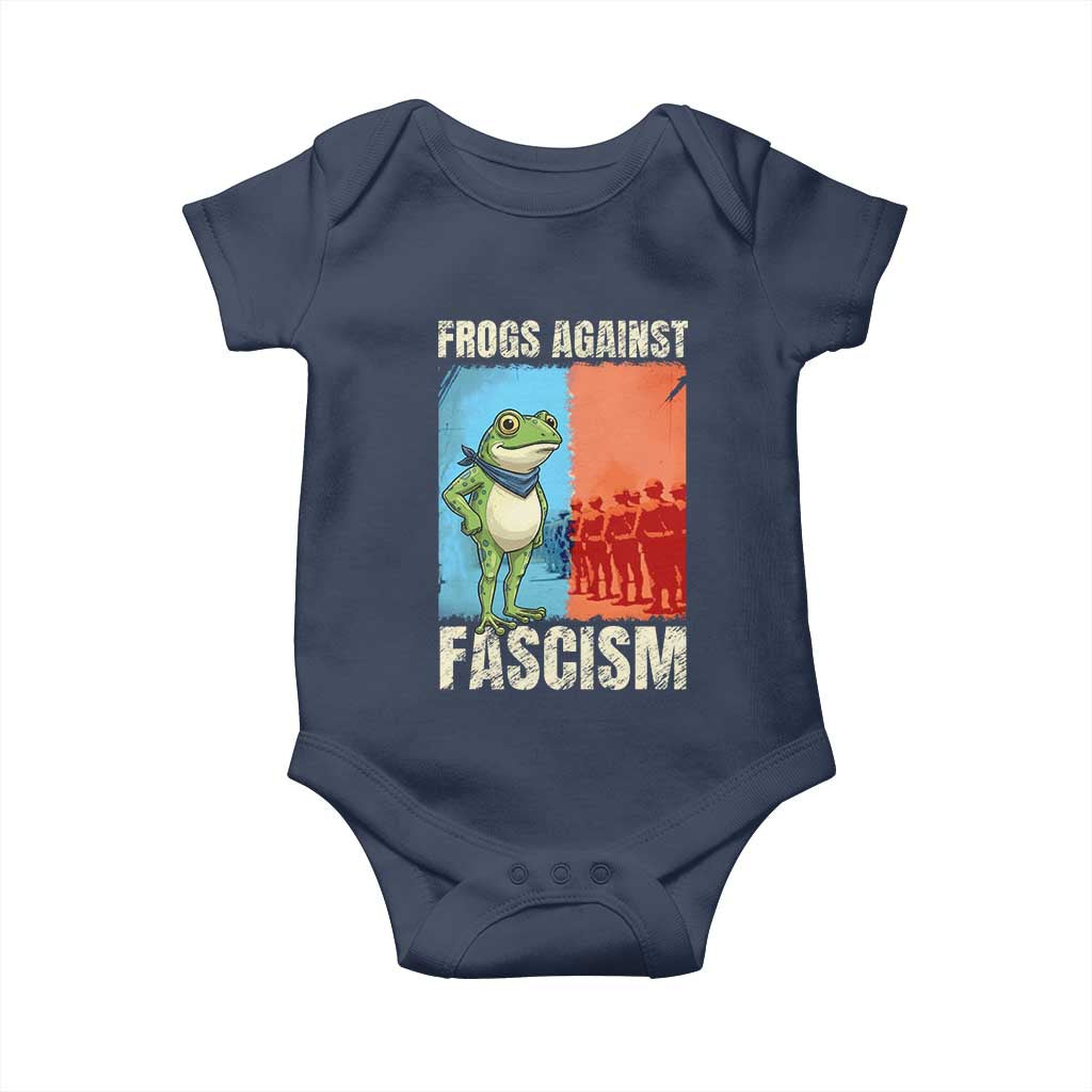 Frogs Against Fascism Baby Onesie Portland Protest Vintage Meme Gift TS12 Navy Print Your Wear