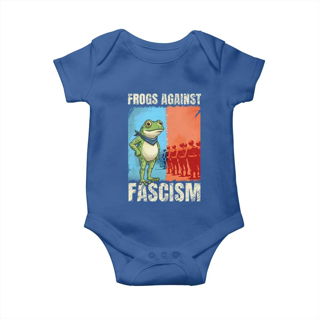 Frogs Against Fascism Baby Onesie Portland Protest Vintage Meme Gift TS12 Royal Blue Print Your Wear