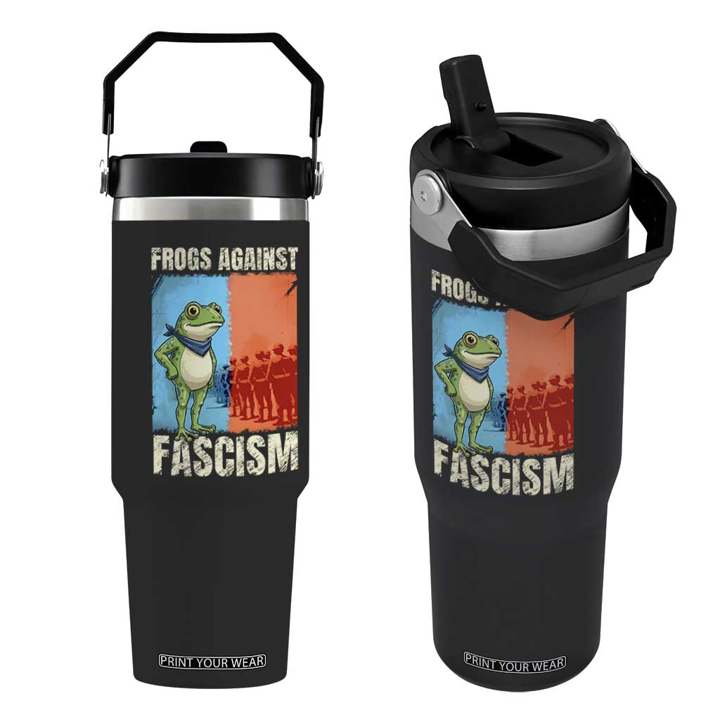 Frogs Against Fascism Flip Straw Tumbler Portland Protest Vintage Meme Gift TS12 One Size: 30 oz Black Print Your Wear