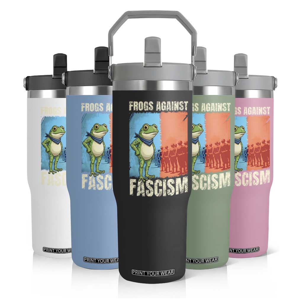 Frogs Against Fascism Flip Straw Tumbler Portland Protest Vintage Meme Gift TS12 Print Your Wear
