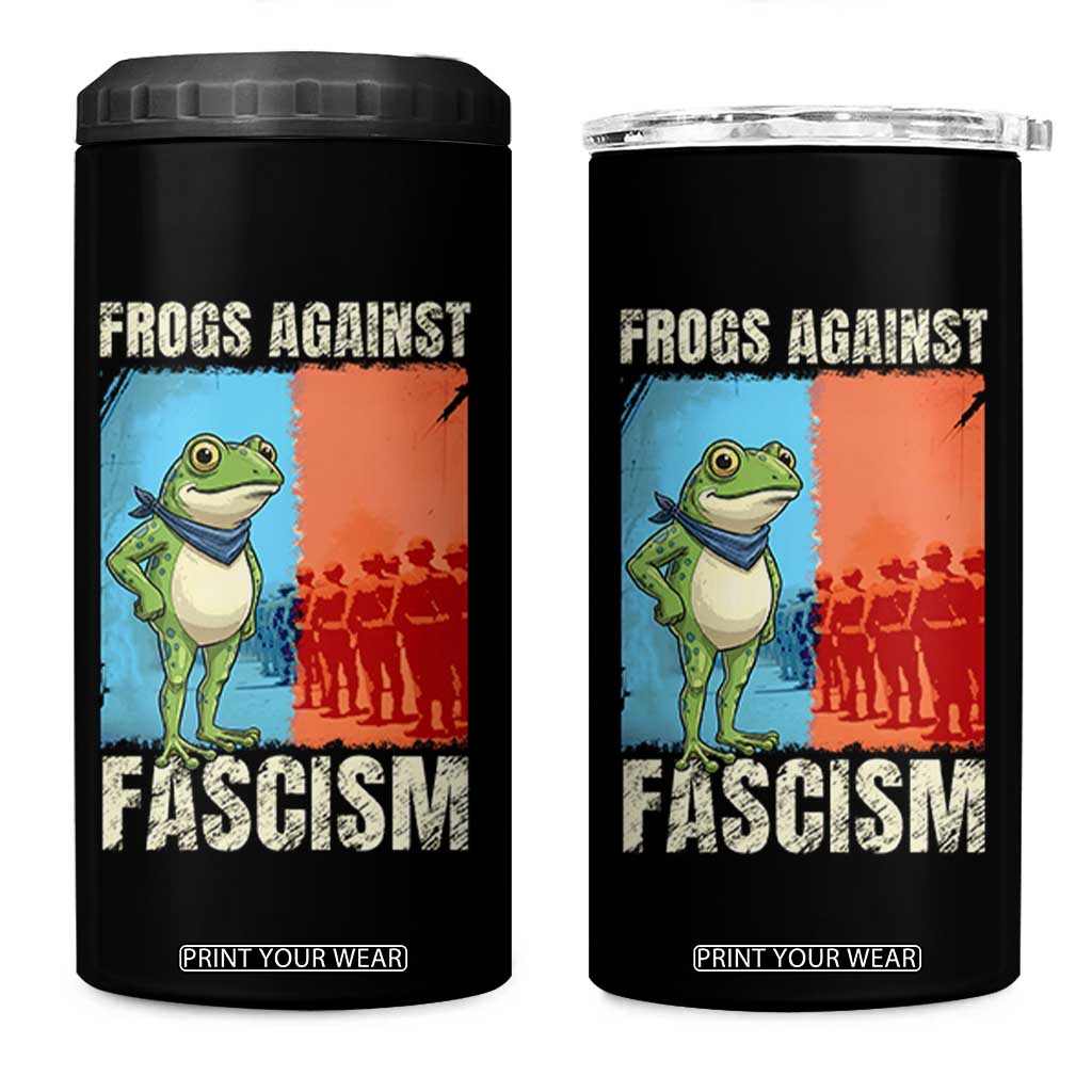 Frogs Against Fascism 4 in 1 Can Cooler Tumbler Portland Protest Vintage Meme Gift TS12 One Size: 16 oz Black Print Your Wear