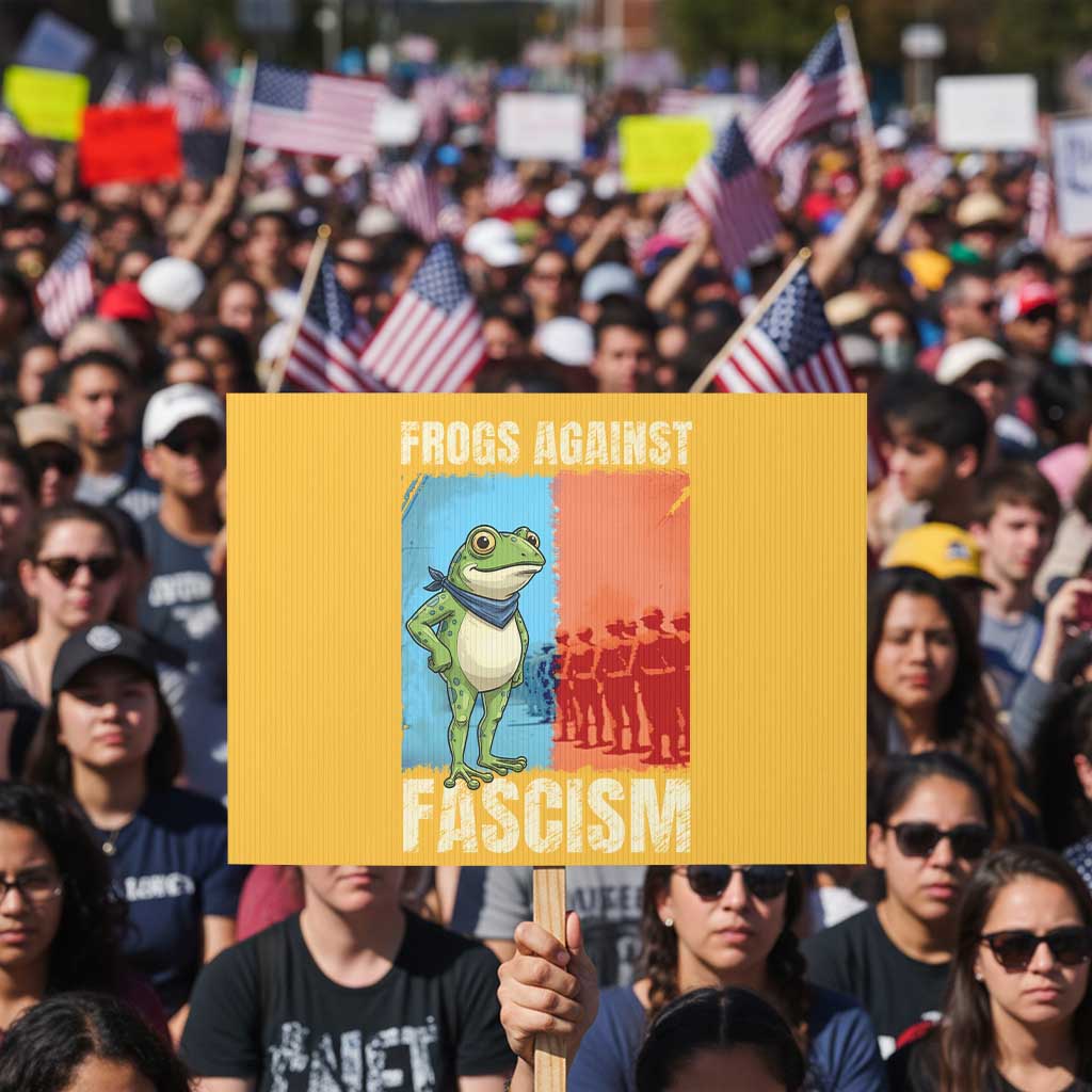 Frogs Against Fascism Protest Sign Portland Protest Vintage Meme Gift TS12 Horizontal 18
