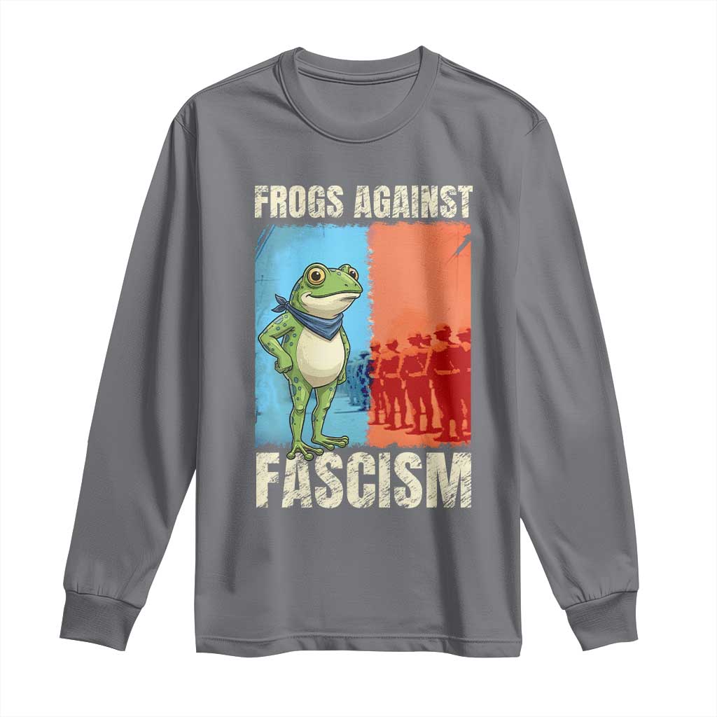 Frogs Against Fascism Long Sleeve Shirt Portland Protest Vintage Meme Gift TS12 Charcoal Print Your Wear