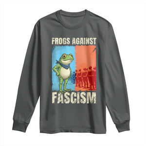 Frogs Against Fascism Long Sleeve Shirt Portland Protest Vintage Meme Gift TS12 Dark Heather Print Your Wear