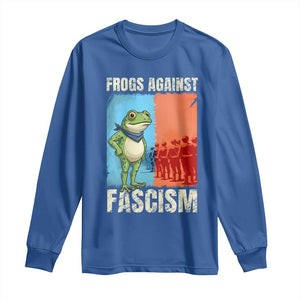 Frogs Against Fascism Long Sleeve Shirt Portland Protest Vintage Meme Gift TS12 Royal Blue Print Your Wear