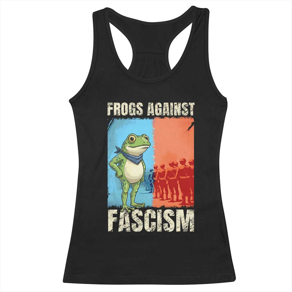Frogs Against Fascism Racerback Tank Top Portland Protest Vintage Meme Gift - Print Your Wear