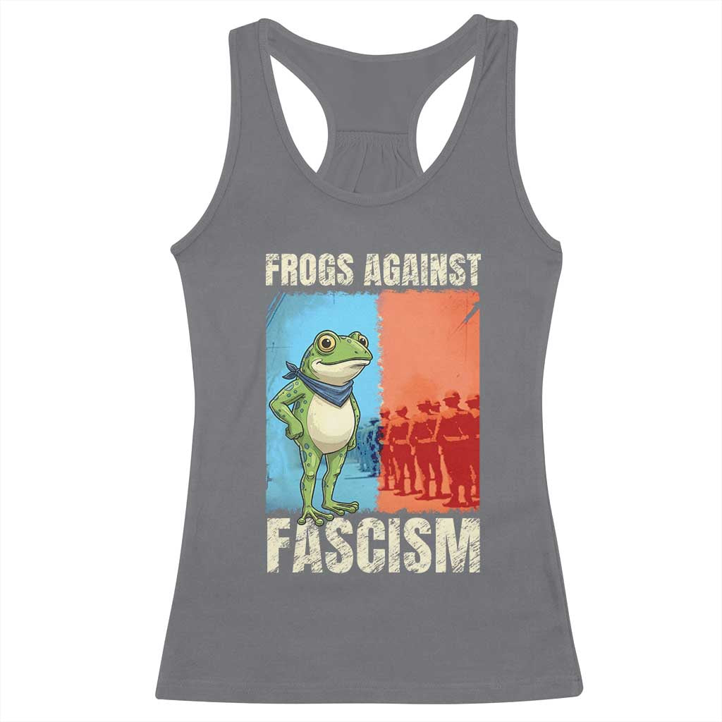 Frogs Against Fascism Racerback Tank Top Portland Protest Vintage Meme Gift TS12 Charcoal Print Your Wear