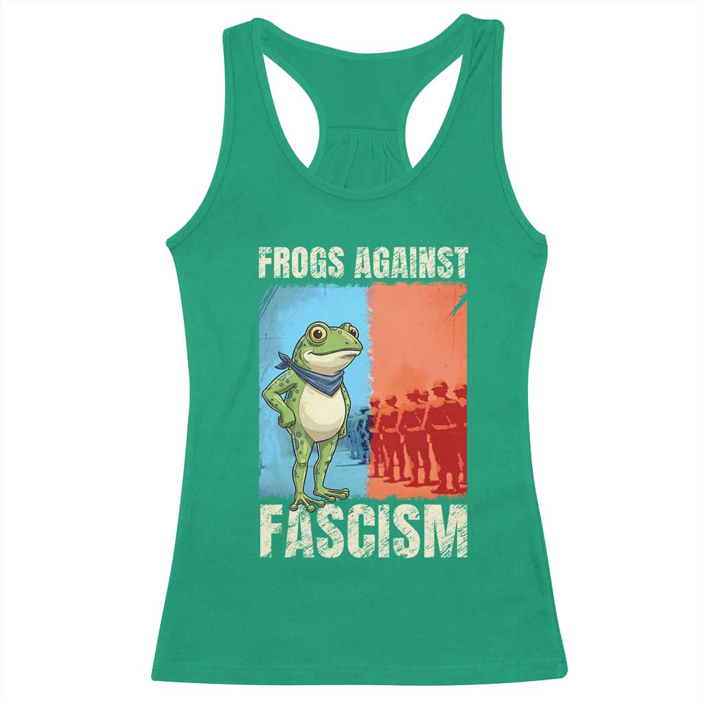 Frogs Against Fascism Racerback Tank Top Portland Protest Vintage Meme Gift TS12 Irish Green Print Your Wear