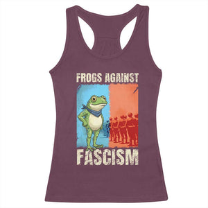 Frogs Against Fascism Racerback Tank Top Portland Protest Vintage Meme Gift TS12 Maroon Print Your Wear