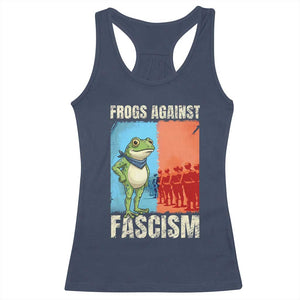 Frogs Against Fascism Racerback Tank Top Portland Protest Vintage Meme Gift TS12 Navy Print Your Wear