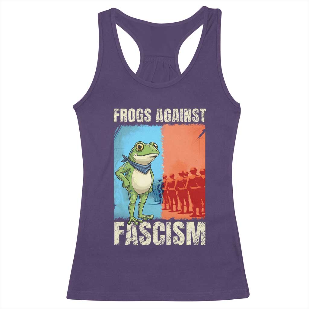 Frogs Against Fascism Racerback Tank Top Portland Protest Vintage Meme Gift TS12 Purple Print Your Wear