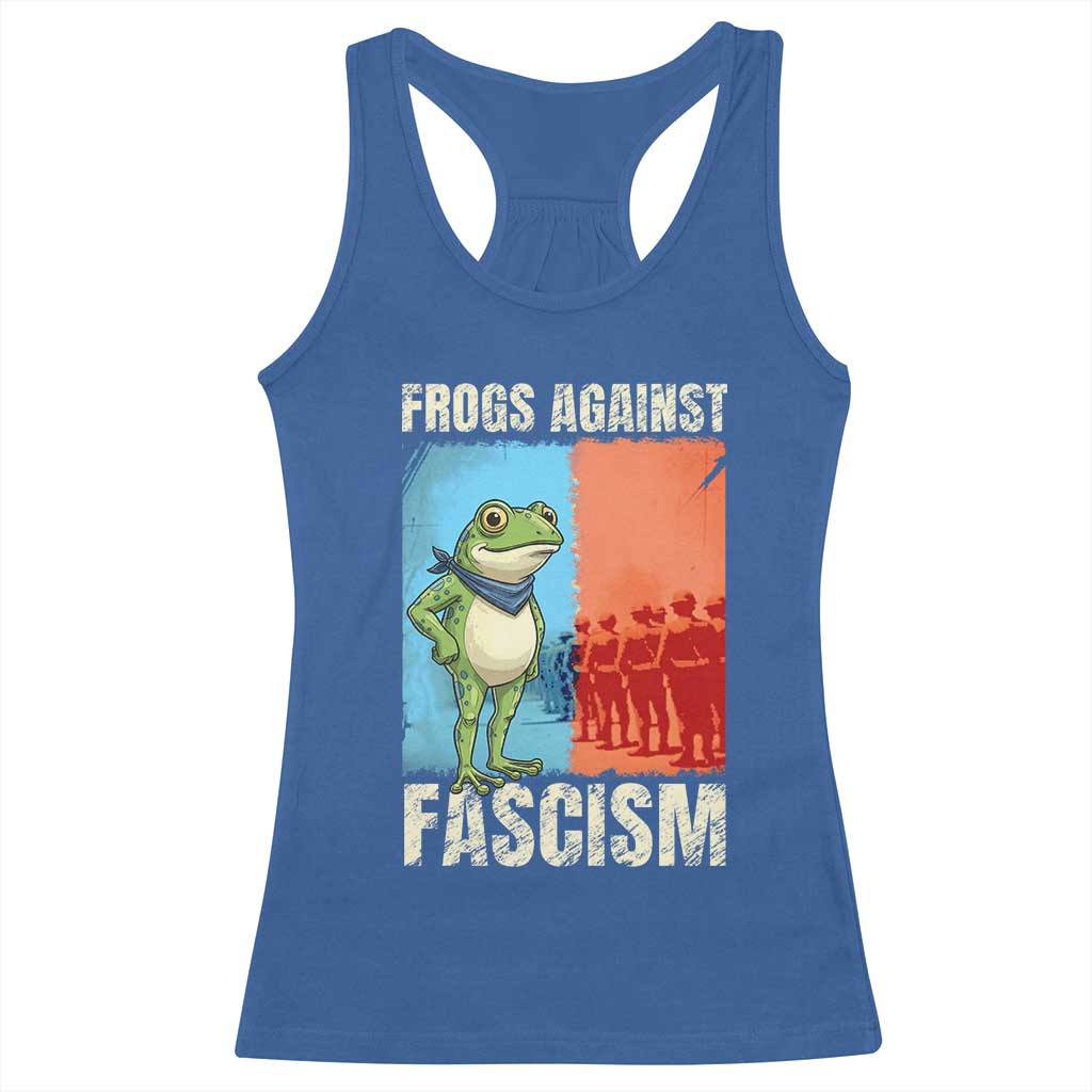 Frogs Against Fascism Racerback Tank Top Portland Protest Vintage Meme Gift TS12 Royal Blue Print Your Wear