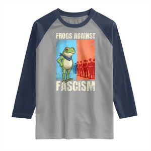 Frogs Against Fascism Raglan Shirt Portland Protest Vintage Meme Gift TS12 Sport Gray Navy Print Your Wear