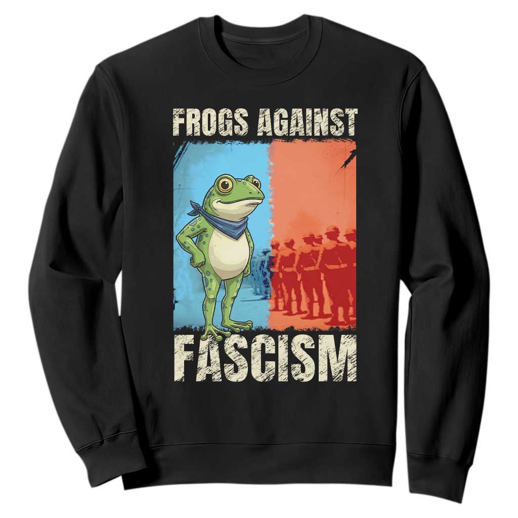Frogs Against Fascism Sweatshirt Portland Protest Vintage Meme Gift - Print Your Wear