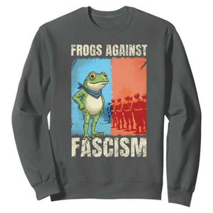 Frogs Against Fascism Sweatshirt Portland Protest Vintage Meme Gift TS12 Dark Heather Print Your Wear