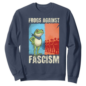 Frogs Against Fascism Sweatshirt Portland Protest Vintage Meme Gift TS12 Navy Print Your Wear
