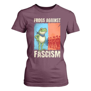 Frogs Against Fascism T Shirt For Women Portland Protest Vintage Meme Gift TS12 Maroon Print Your Wear