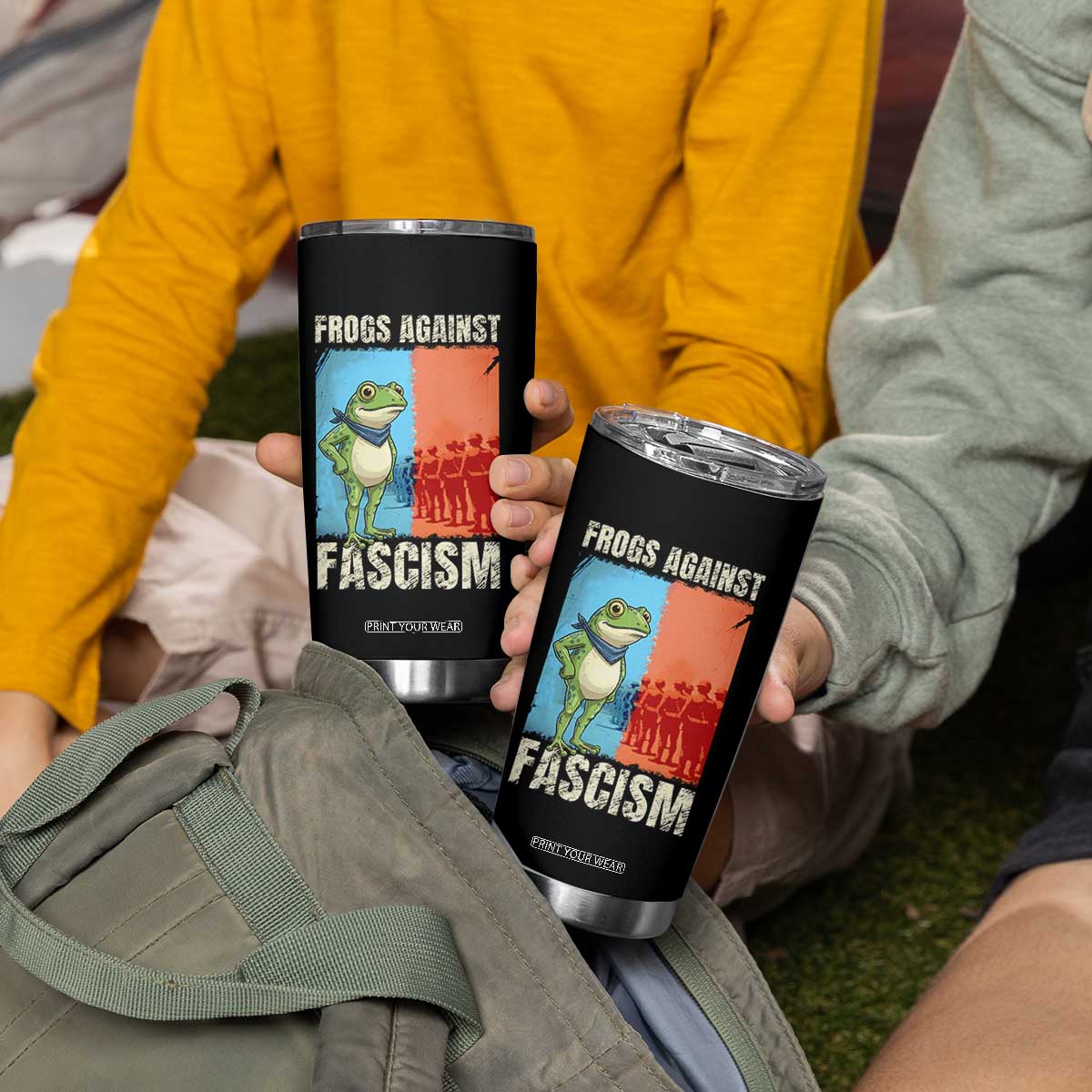 Frogs Against Fascism Tumbler Cup Portland Protest Vintage Meme Gift TS12 Print Your Wear