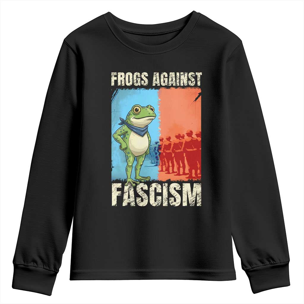 Frogs Against Fascism Youth Sweatshirt Portland Protest Vintage Meme Gift - Print Your Wear