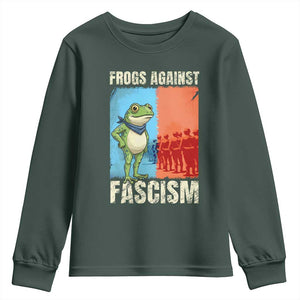 Frogs Against Fascism Youth Sweatshirt Portland Protest Vintage Meme Gift TS12 Dark Forest Green Print Your Wear