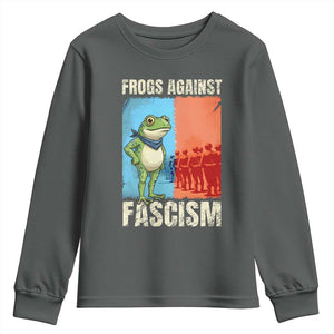 Frogs Against Fascism Youth Sweatshirt Portland Protest Vintage Meme Gift TS12 Dark Heather Print Your Wear