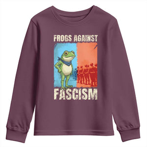Frogs Against Fascism Youth Sweatshirt Portland Protest Vintage Meme Gift TS12 Maroon Print Your Wear