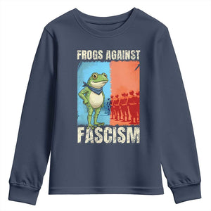 Frogs Against Fascism Youth Sweatshirt Portland Protest Vintage Meme Gift TS12 Navy Print Your Wear