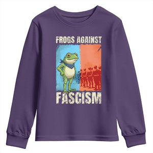 Frogs Against Fascism Youth Sweatshirt Portland Protest Vintage Meme Gift TS12 Purple Print Your Wear