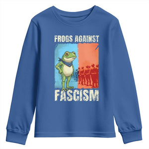 Frogs Against Fascism Youth Sweatshirt Portland Protest Vintage Meme Gift TS12 Royal Blue Print Your Wear