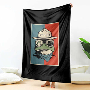 Resist Frog Meme Throw Blanket Portland Vintage Aesthetic Gift - Print Your Wear