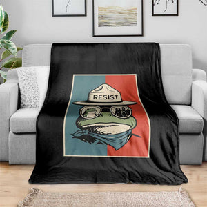 Resist Frog Meme Throw Blanket Portland Vintage Aesthetic Gift - Print Your Wear