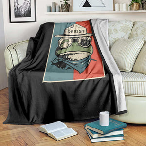 Resist Frog Meme Throw Blanket Portland Vintage Aesthetic Gift - Print Your Wear